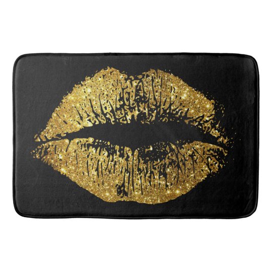 Gold Glitter Lips Bathroom Mat | Zazzle.com