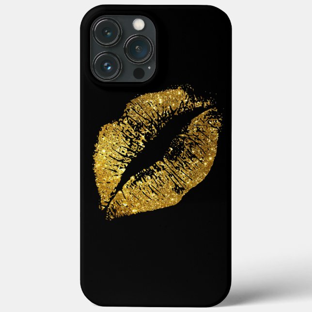 Gold Glitter Lips Case-Mate iPhone Case (Back)