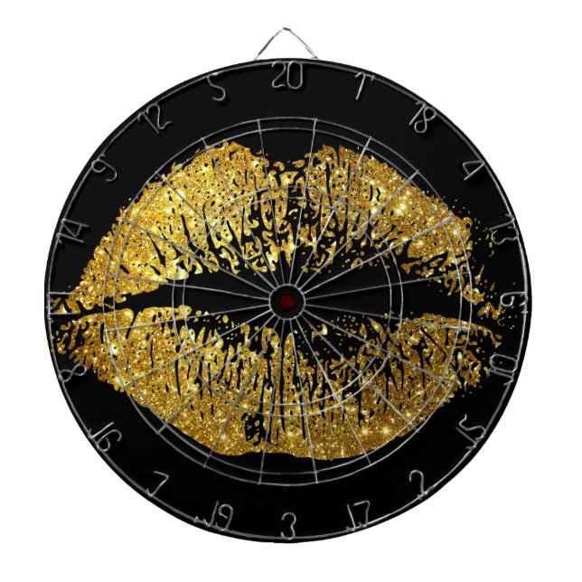 Gold Glitter Lips Dartboard (Front)