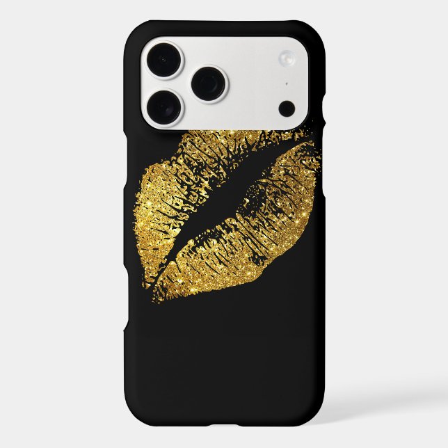 Gold Glitter Lips Iphone Case (Back)