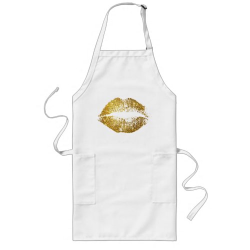 Gold Glitter Lips Long Apron