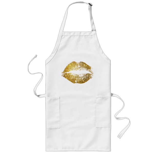 Gold Glitter Lips Long Apron (Front)