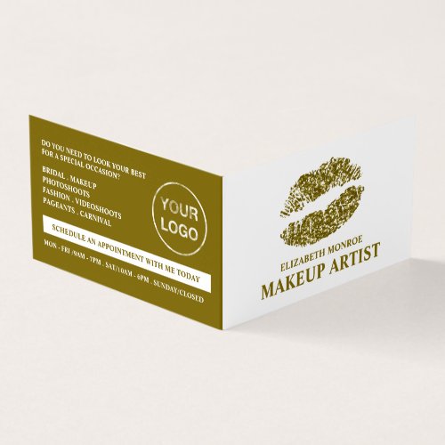 Gold Glitter Lips Makeup Artist Loyalty Card Business Card