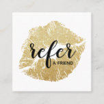 Gold Glitter Lips Refer A Friend Referral Card at Zazzle