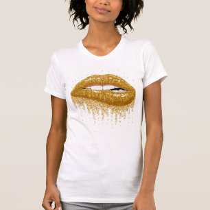 Gold Glitter Lips T-Shirt