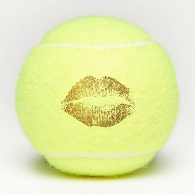 Gold Glitter Lips Tennis Balls (Front)