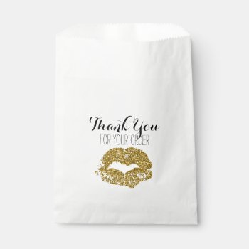 Gold Glitter Lips Thank You Bag by TheLipstickLady at Zazzle