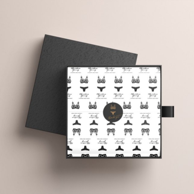 Gold Glitter Logo Lingerie Boutique Thank You Classic Round Sticker (Creator Uploaded)