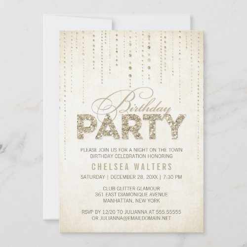 Glitter Look Birthday Party Invitation