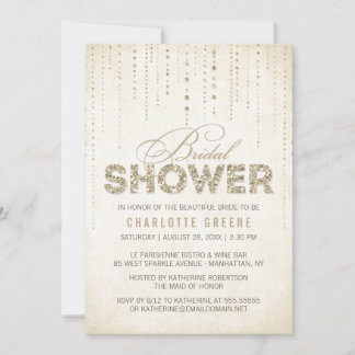 Gold Glitter Look Bridal Shower Invitation