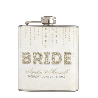 Gold Glitter Look Bride Flask