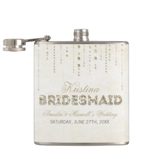 Gold Glitter Look Bridesmaid Flask