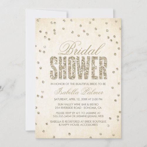 Glitter Look Confetti Bridal Shower Invitation