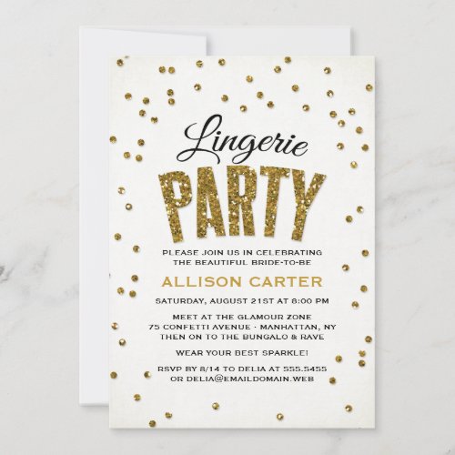 Glitter Look Confetti Lingerie Party Card