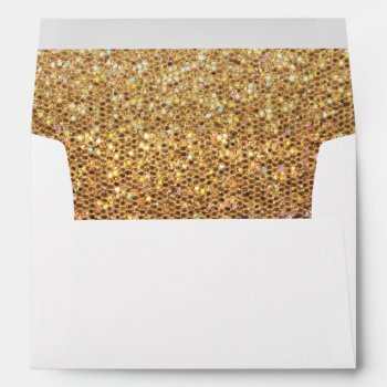 Gold Glitter Look Envelope by GlitterInvitations at Zazzle