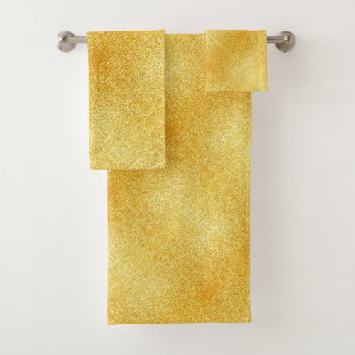 Gold Glitter Look Modern Elegant Template Bath Towel Set