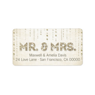 Gold Glitter Look Mr. & Mrs. Labels