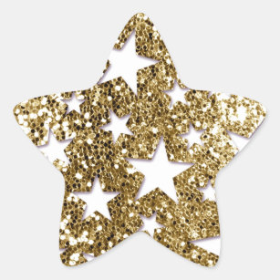 Glitter Star Sticker with Marabou Gold and Silver