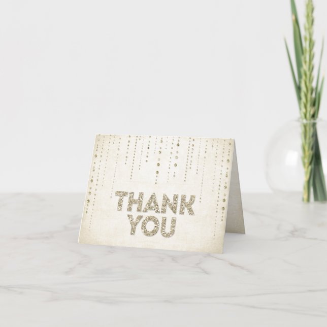 Gold Glitter Look Thank You Card (Front)