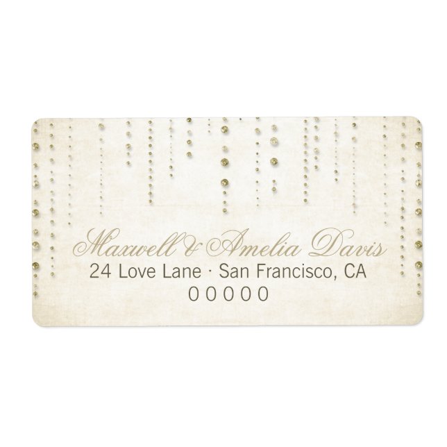 Gold Glitter Look Wedding Address Labels (Front)