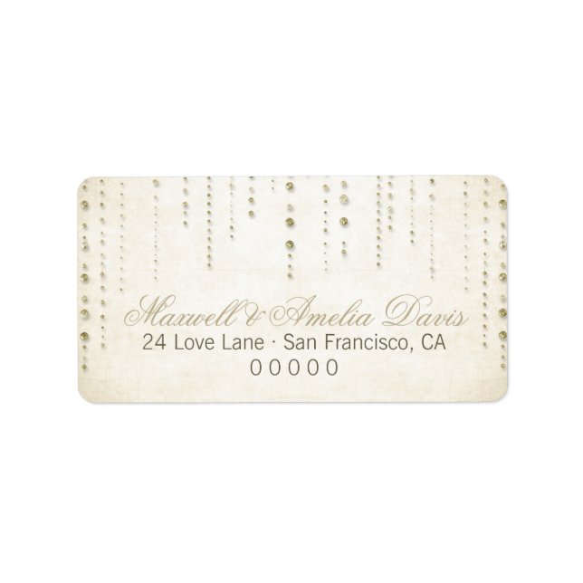 Gold Glitter Look Wedding Address Labels (Front)