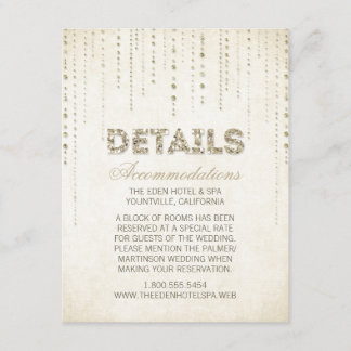 Gold Glitter Look Wedding Details Card