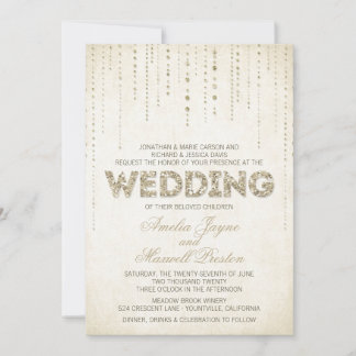 Gold Glitter Look Wedding Invitation
