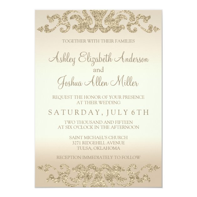 Gold Glitter Look Wedding Invitations