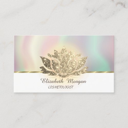 Gold Glitter Lotus Colorful Business Card