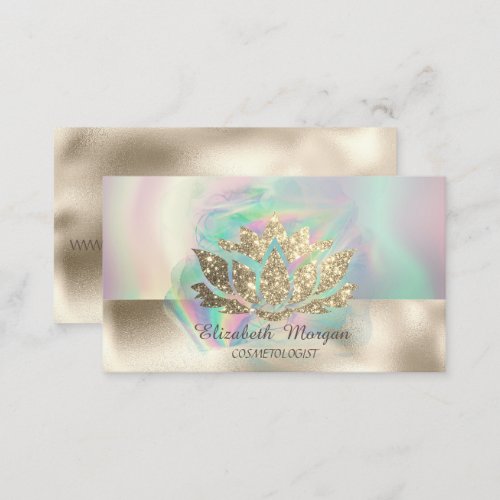 Gold Glitter Lotus Colorful Business Card