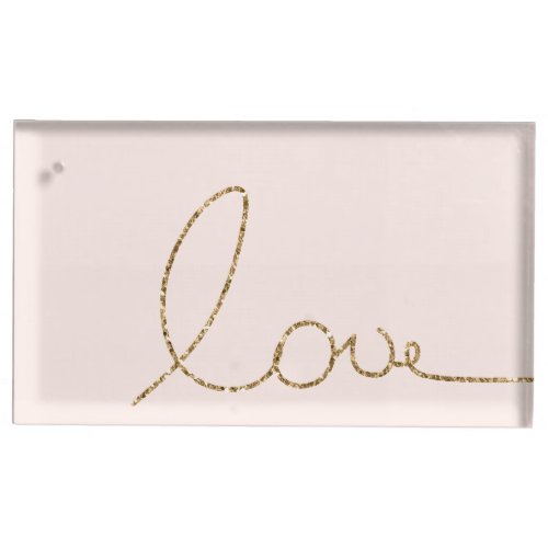 Gold Glitter Love Blush Pink  Place Card Holder