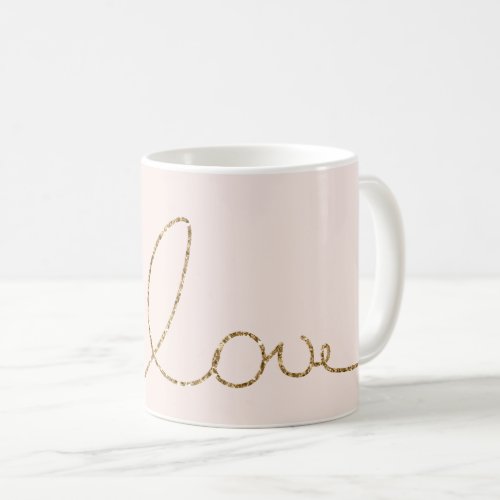 Gold Glitter Love Blush Pink Shell Coffee Mug