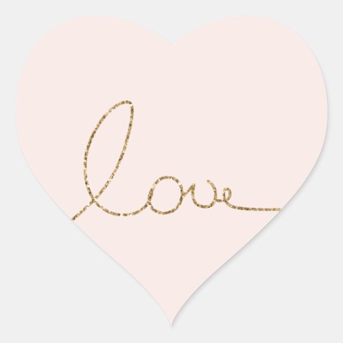 Gold Glitter Love Blush Pink Shell Heart Sticker