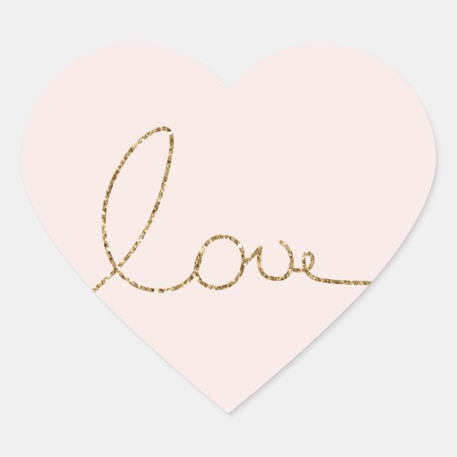 Gold Glitter Love Blush Pink Shell Heart Sticker (Front)