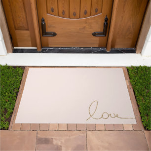 Gold Glitter Love Blush Pink Shell love Doormat