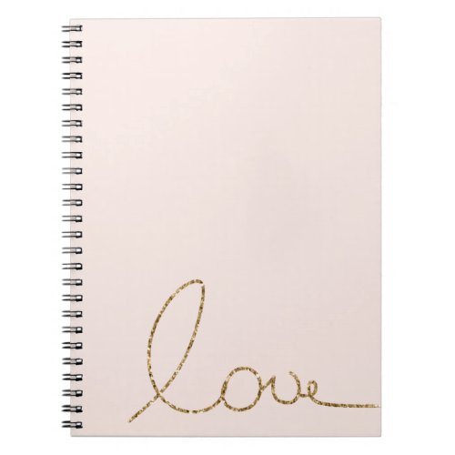 Gold Glitter Love Blush Pink Shell love  Notebook