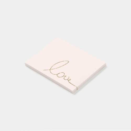 Gold Glitter Love Blush Pink Shell love  Post_it Notes