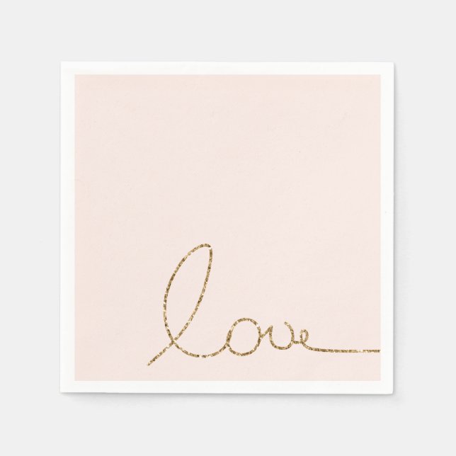Gold Glitter Love Blush Pink Shell Napkins (Front)