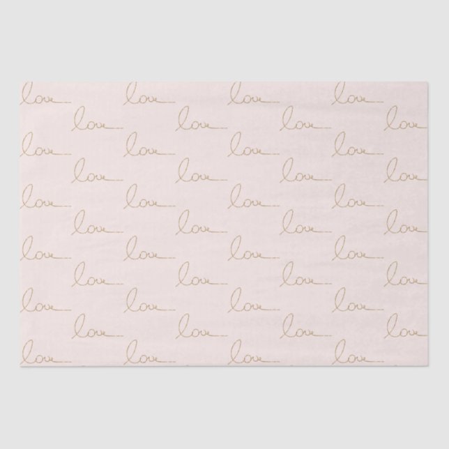 Gold Glitter Love Blush Pink Shell Tissue Paper (Front)