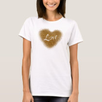 Gold Glitter LOVE Heart Glamour Tank Top Shirt
