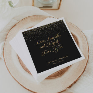 Gold Glitter Love Laughter and Happily Ever After  Napkins