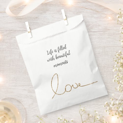 Gold Glitter Love Wedding Favor Bag