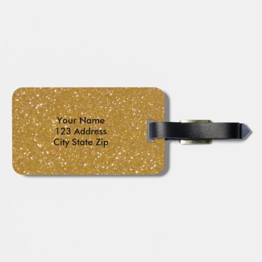 Gold glitter luggage tag with faux shiny glimmers Zazzle