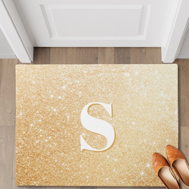 Gold Glitter Luxury Personalized Monogram Door Mat (Gold Glitter Luxury Personalized Monogram Door Mat)