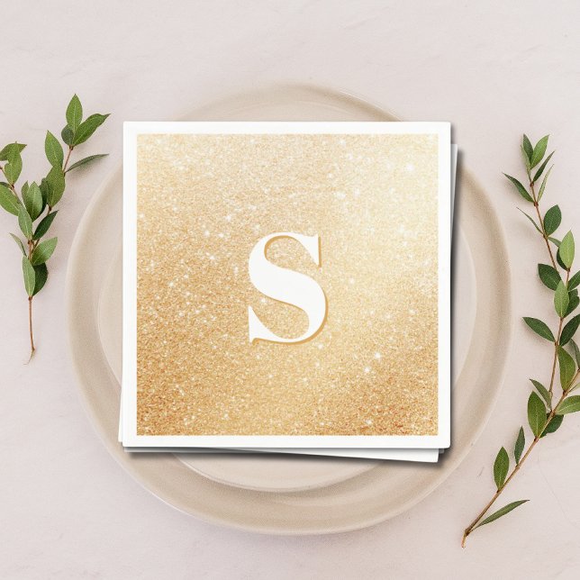 Gold Glitter Luxury Personalized Monogram Napkins (Gold Glitter Luxury Personalized Monogram Napkins
)