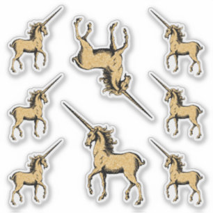 Gold Glitter Magical Unicorn Contour Sticker