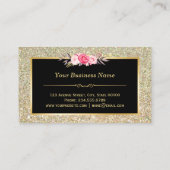 Gold Glitter Makeup Artist Hair Salon Floral Wrap Business Card (Back)