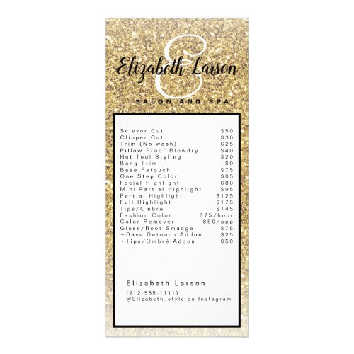 Gold Glitter Makeup Artist Hair Salon Rack Card