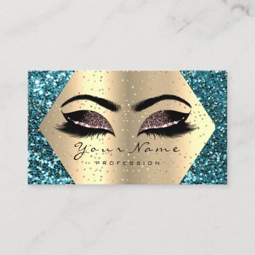 Gold Glitter Makeup Artist Lash Brow Ocean Rose Business Card