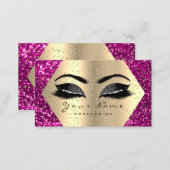 Gold Glitter Makeup Artist Lash Brow Pink Fuchsia Business Card (Front/Back)
